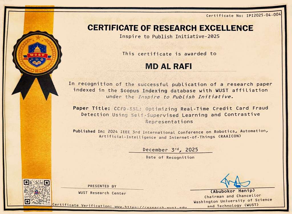 Certificate of Research Excellence